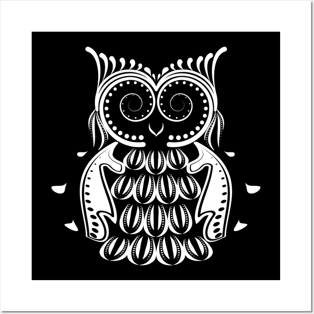 White owl on black. Wall Art by CraftCloud